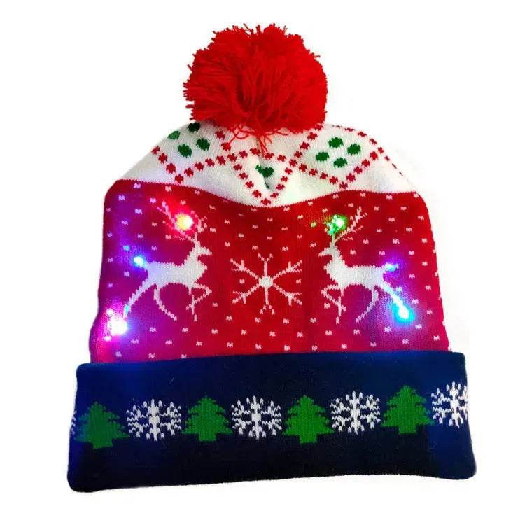 LED Christmas Hat Sweater Knitted Beanie Christmas Light Up Knitted Hat Christmas Gift  Kids Xmas New Year Decorations - www.Shopthatapp.com