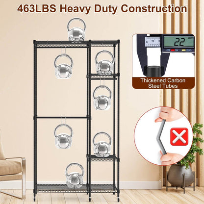 1Pc 4 Tier Heavy Duty Garment Rack With Wheels Carbon Steel Clothing Rack Portable Wardrobe Clothes Rack With 3 Hanging Rods 6 Footrests 44.9x17.13x77.95in - www.Shopthatapp.com