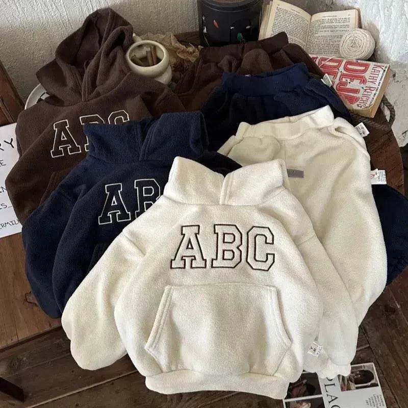 Children  Unisex Sports Brushed Hoody Trousers Suit Unisex Hoodie two piece for kids - www.Shopthatapp.com