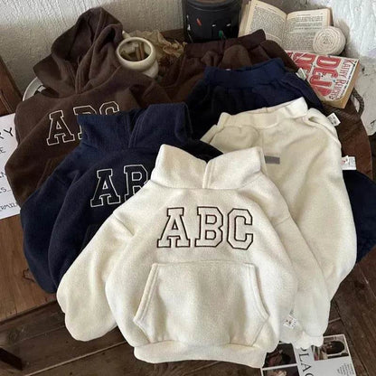 Children  Unisex Sports Brushed Hoody Trousers Suit Unisex Hoodie two piece for kids - www.Shopthatapp.com