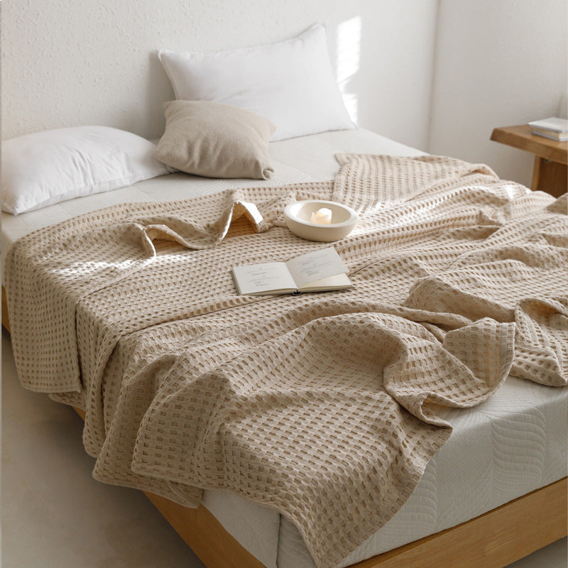Waffle Cotton Yarn Air Conditioner Summer Cooling Duvet Solid Color Dormitory Comforter - www.Shopthatapp.com