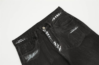 Punk Waste Soil Distressed Men Denim jeans pant Straight-leg Trousers - www.Shopthatapp.com