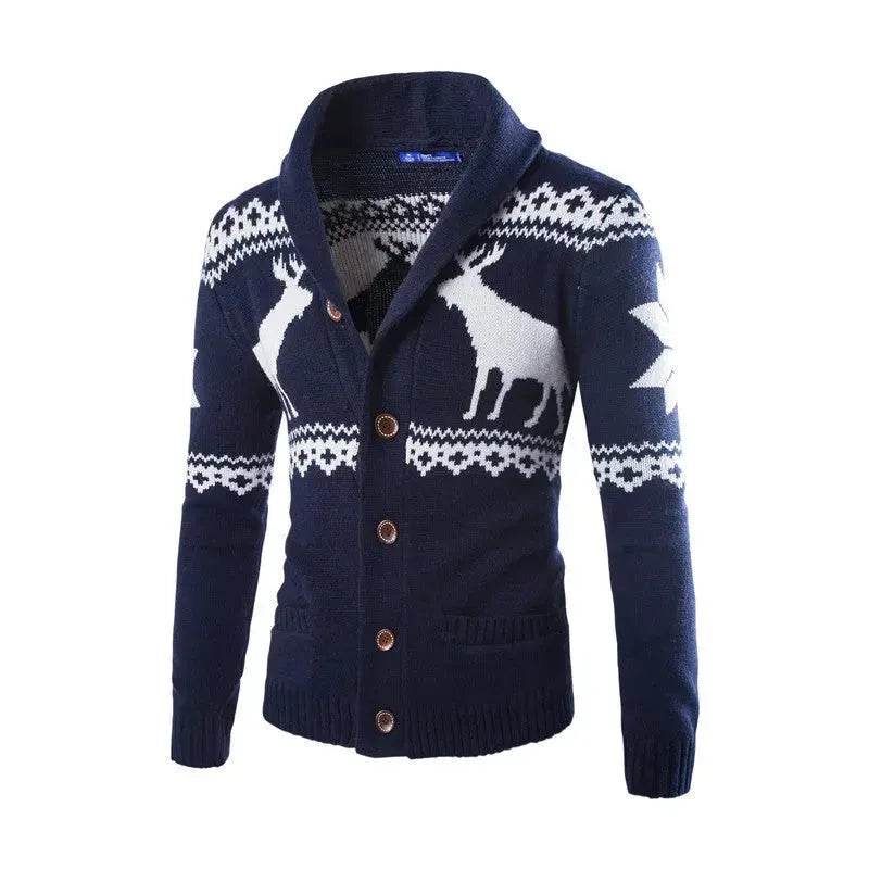 Men's fawn Deer Button Christmas cardigan sweater - www.Shopthatapp.com