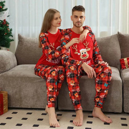European And American Long Sleeve Home Wear Printed Plaid Christmas Suit - www.Shopthatapp.com