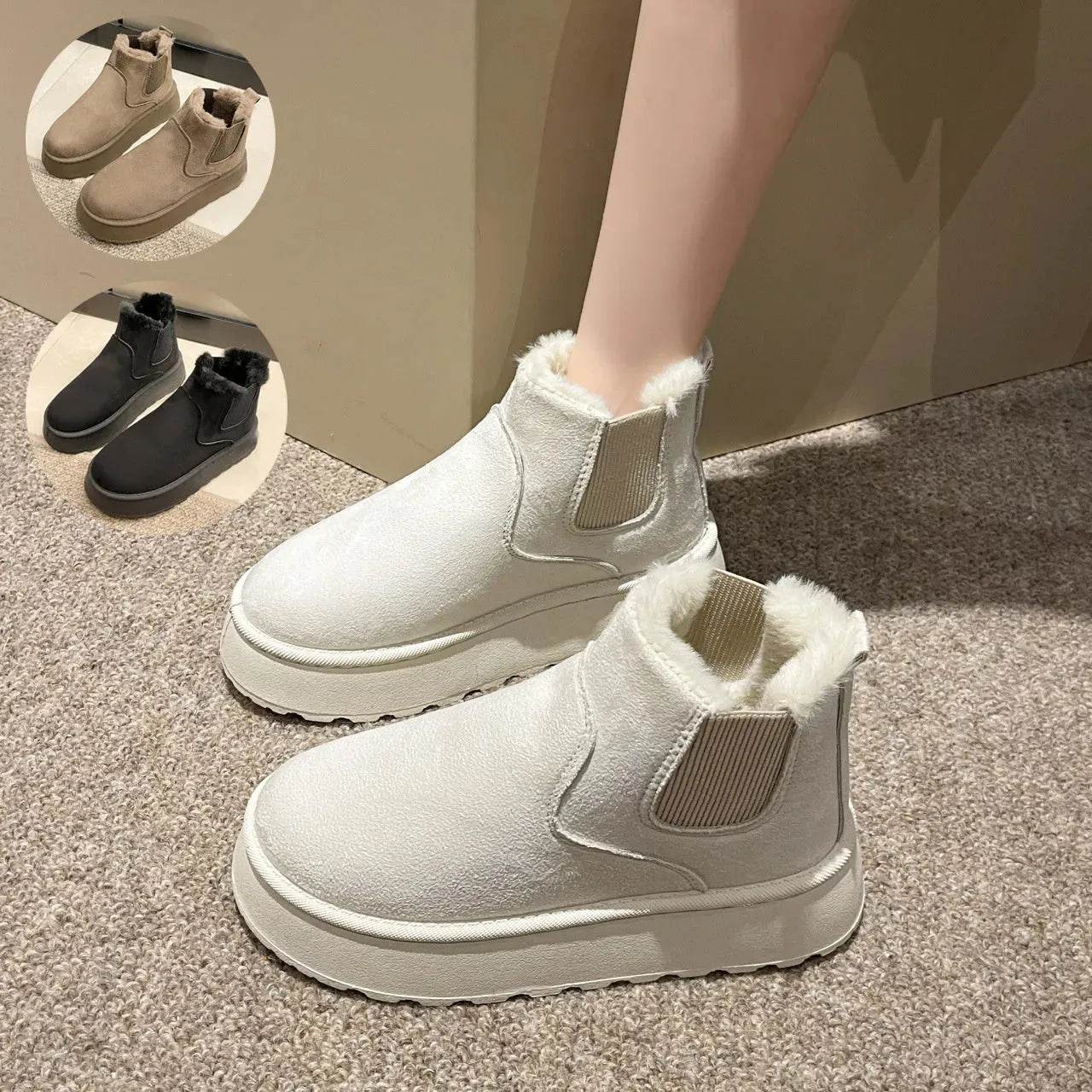 Women's Plush Boots Winter Warm Fleece Thick Flats Snow Boots Fashion Shoes - www.Shopthatapp.com