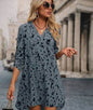 Allover Print Roll Up Sleeve Dress Ladies Casual High Low Long Sleeve V Neck Regular Fit Short Apricot Roll Up Sleeve All Over Print Tunic Women Short Dresses - www.Shopthatapp.com