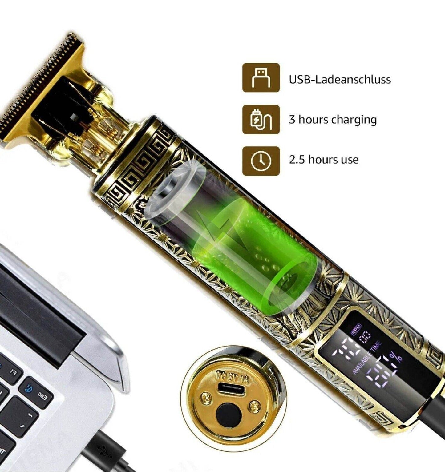 Beard Trimmer Hair Clippers Cordless Hair Cutting Kit Barber Shaving Machine For Men USB Rechargeable 1 PCS - www.Shopthatapp.com