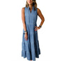 Women's Sleeveless Denim Fashion Retro High Waist Layered Dress - www.Shopthatapp.com
