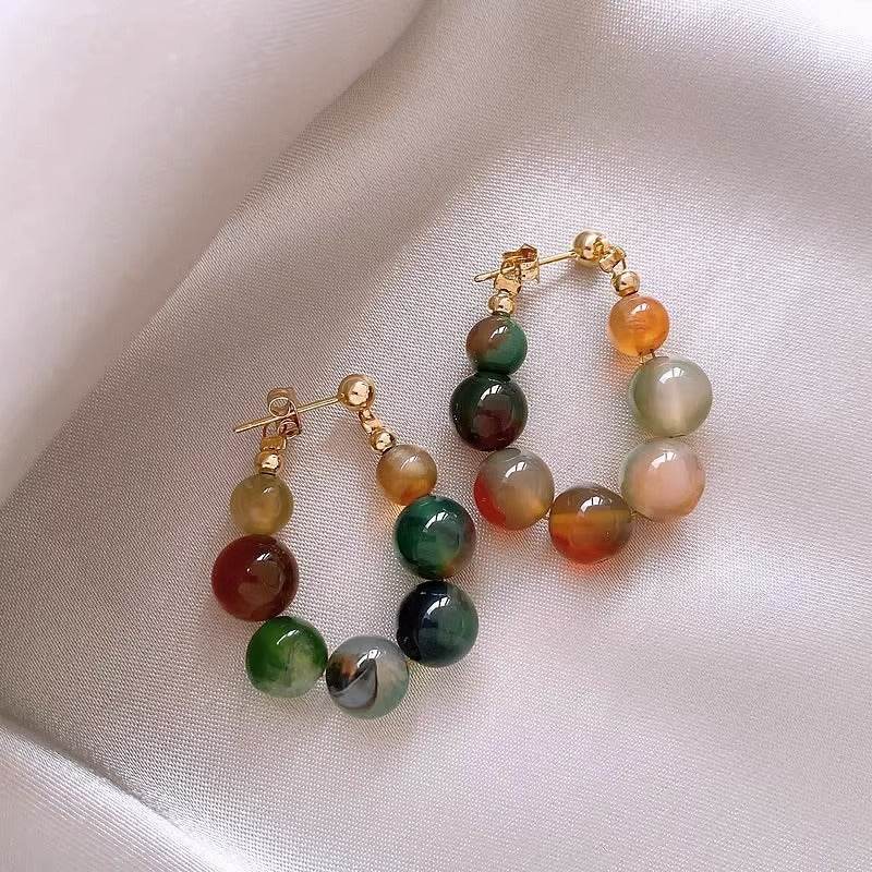 Peacock Agate Jade Beaded Earrings - www.Shopthatapp.com