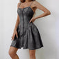 Chic Personality Street Splicing Sling Denim Mini Dress - www.Shopthatapp.com