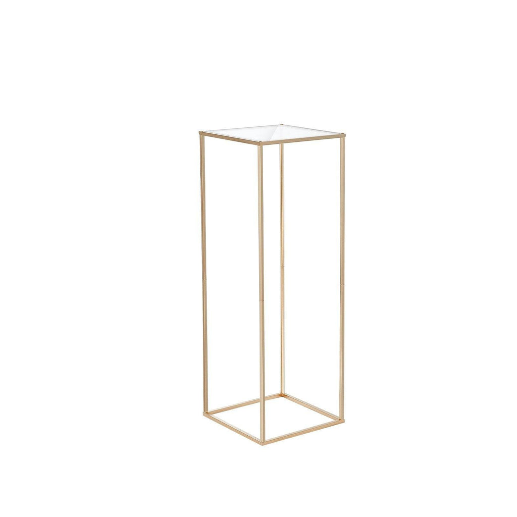 10PCS 31.5inch High Wedding Flower Stand, With Acrylic Laminate,Metal Vase Column Geometric Centerpiece Stands, Gold Rectangular Floral Display Rack For Events Reception, Party Decoration - www.Shopthatapp.com