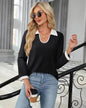 Casual Color Matching Lapel Long Sleeve Blouse Top Women - www.Shopthatapp.com