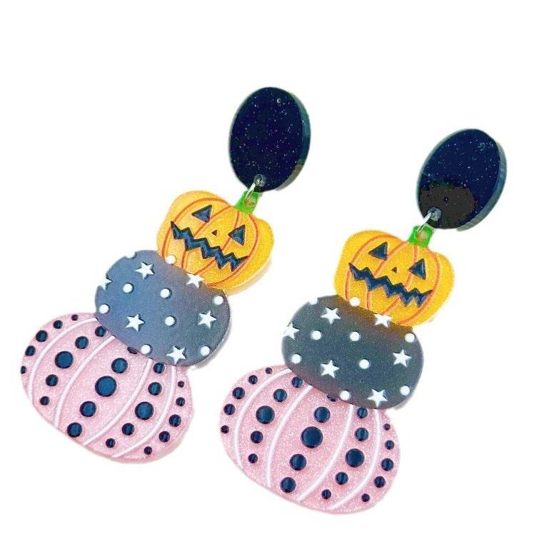 Halloween Day Ornament Colorful Ghost Eyes Funny Acrylic Earrings For Women - www.Shopthatapp.com
