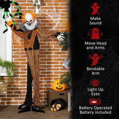 65inch Life Size Outdoor Halloween Decorations Talking Circus Clown With A Balloon, Animated Prop With Sound And Motion Activated, Light Up Eyes, Laughter - www.Shopthatapp.com #