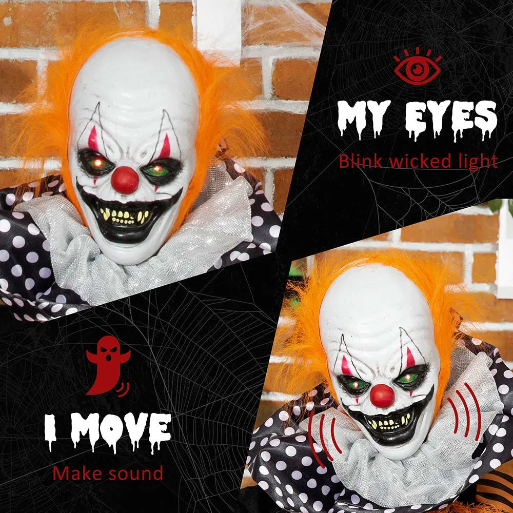 65inch Life Size Outdoor Halloween Decorations Talking Circus Clown With A Balloon, Animated Prop With Sound And Motion Activated, Light Up Eyes, Laughter - www.Shopthatapp.com