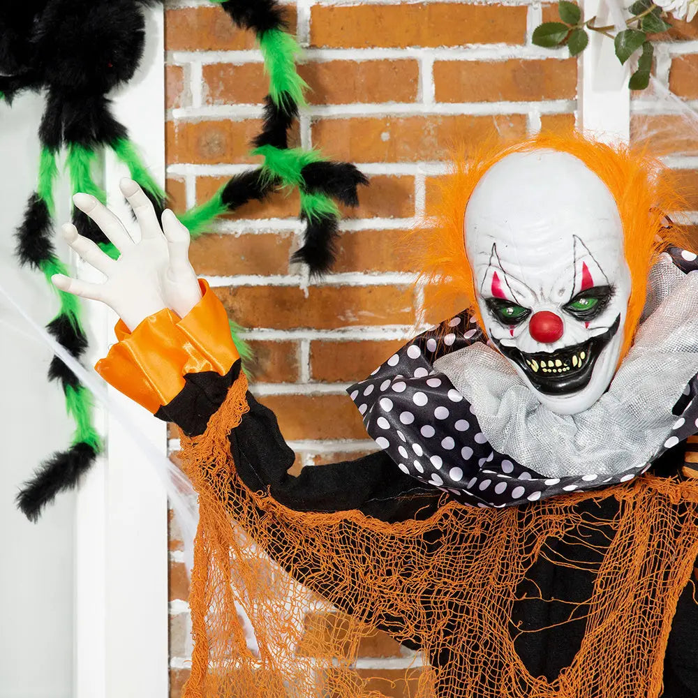 65inch Life Size Outdoor Halloween Decorations Talking Circus Clown With A Balloon, Animated Prop With Sound And Motion Activated, Light Up Eyes, Laughter - www.Shopthatapp.com