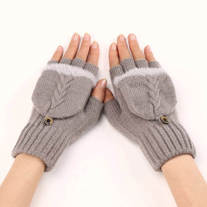 Wool Fingerless Gloves Women's Warm Fashionable Knitted Half Finger Oversleeves - www.Shopthatapp.com