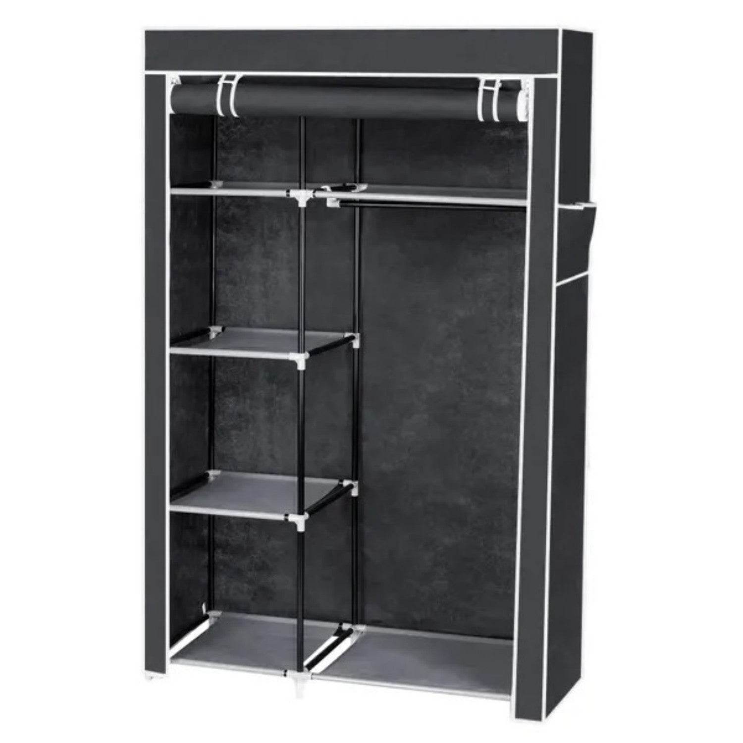 64 Portable Closet Storage Organizer Wardrobe Clothes Rack With Shelves Gray - www.Shopthatapp.com
