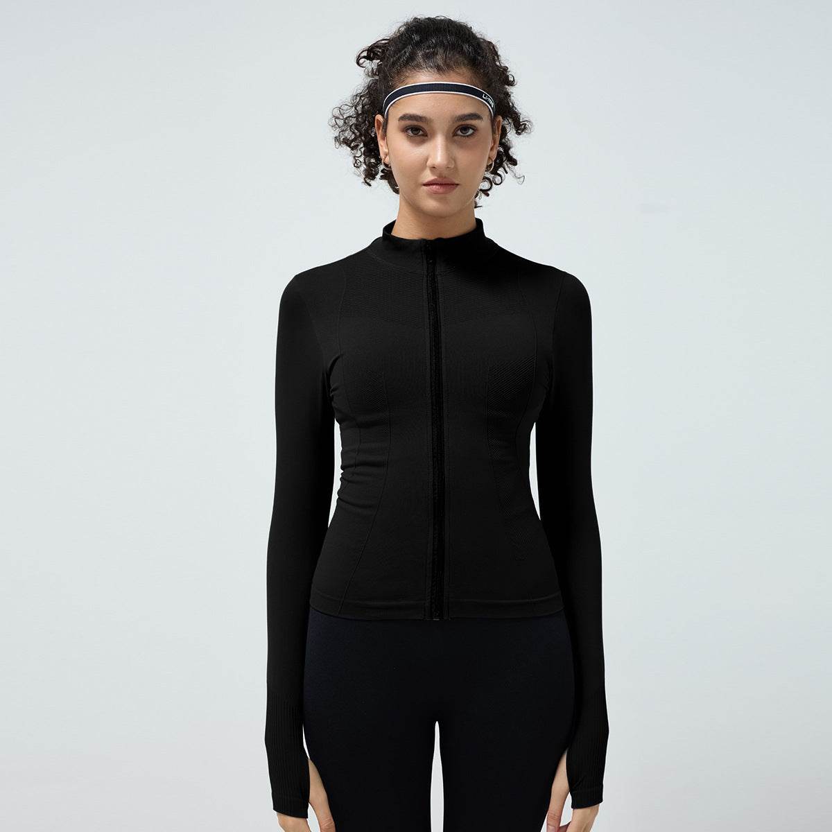 Long Sleeve Workout top for women Slim fit Athletics Sport Zip up Gym top - www.Shopthatapp.com