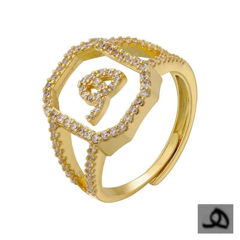 Fashion Micro Inlaid Zircon Arab Letters Ring for women - www.Shopthatapp.com