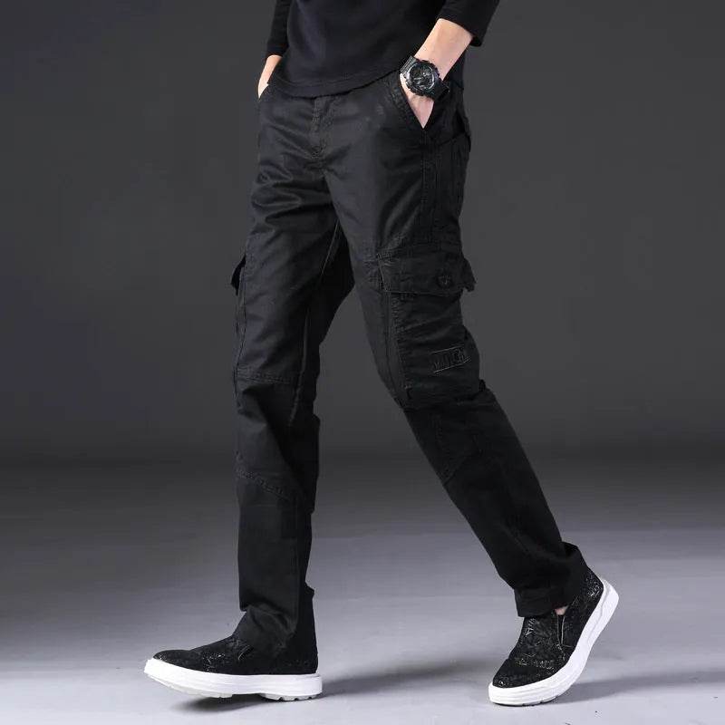 Overalls Men's Outdoor Casual Trousers Pure Cotton Straight Loose Multi-pocket Cargo Pant - www.Shopthatapp.com