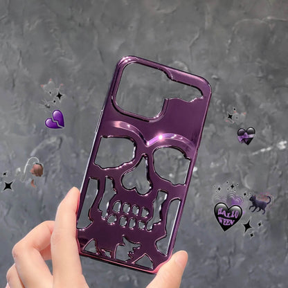 Luxury 3D Skull Metallic Glossy Gothic Phone Case compatible wit Apple - www.Shopthatapp.com