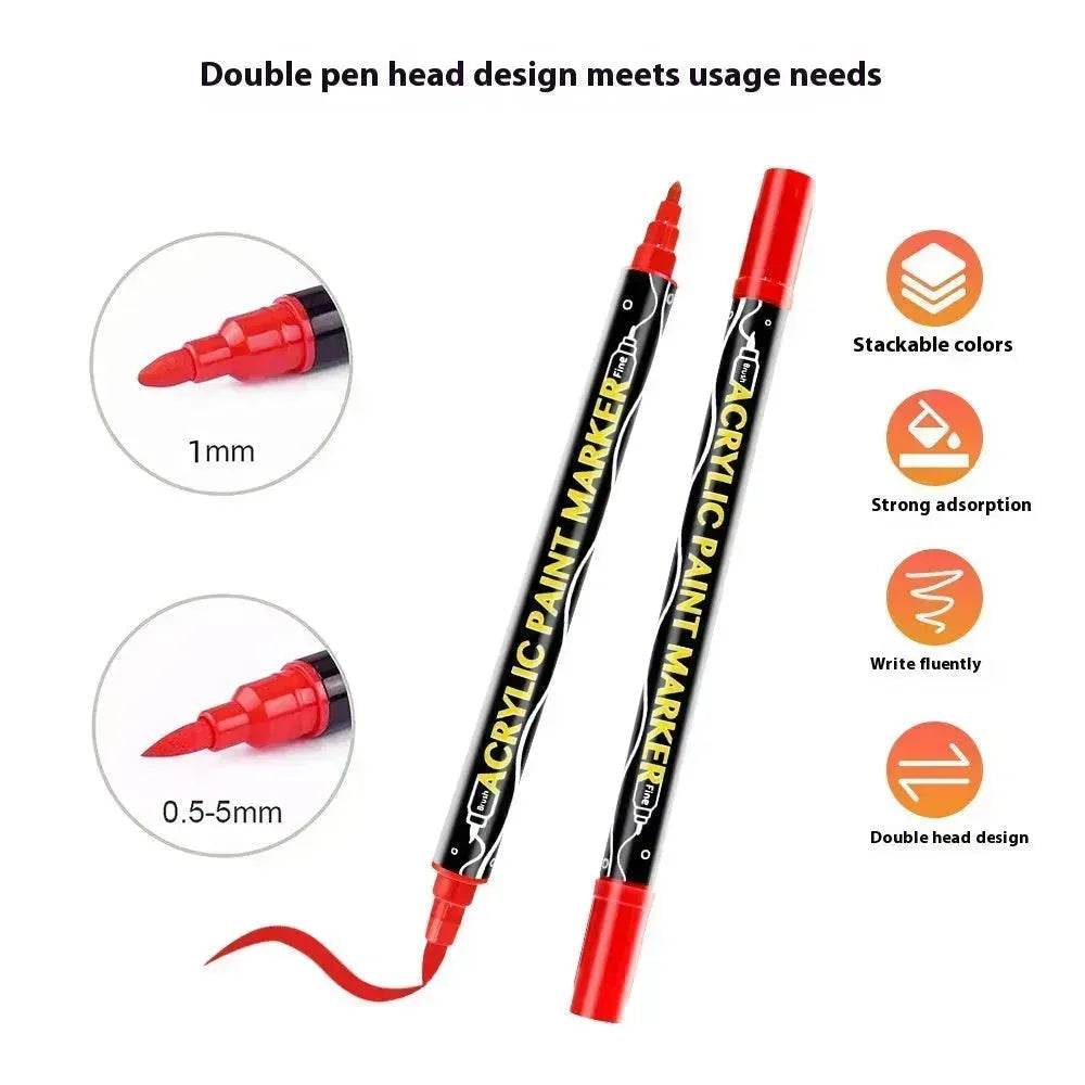 Acrylic Marker Pen Double-headed Stackable Water-based Paint Brush Paint Marker and Highlighter - www.Shopthatapp.com
