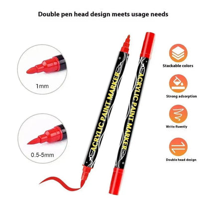 Acrylic Marker Pen Double-headed Stackable Water-based Paint Brush Paint Marker and Highlighter - www.Shopthatapp.com