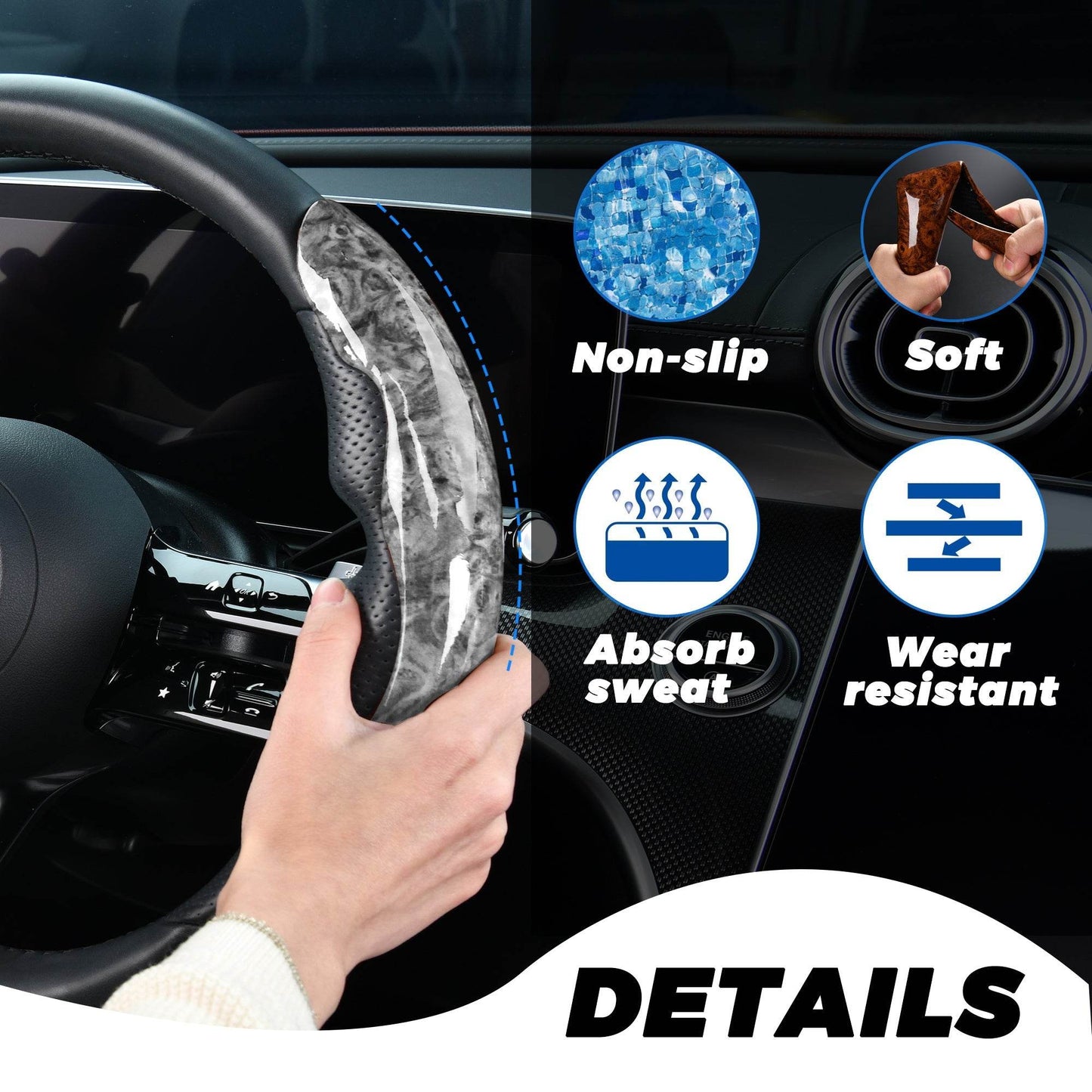 Mahogany Gray Buckle Steering Wheel - www.Shopthatapp.com