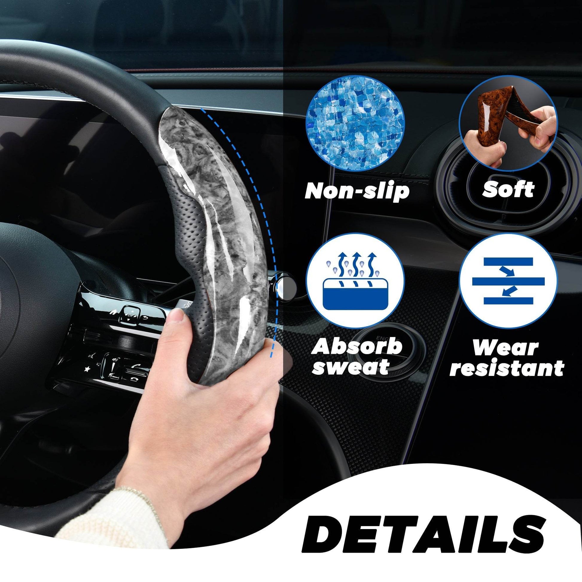 Mahogany Gray Buckle Steering Wheel - www.Shopthatapp.com