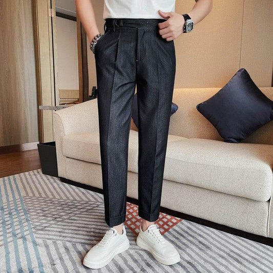 New Pure Color Casual Versatile Straight Leg Professional Business Work Trouser for men
