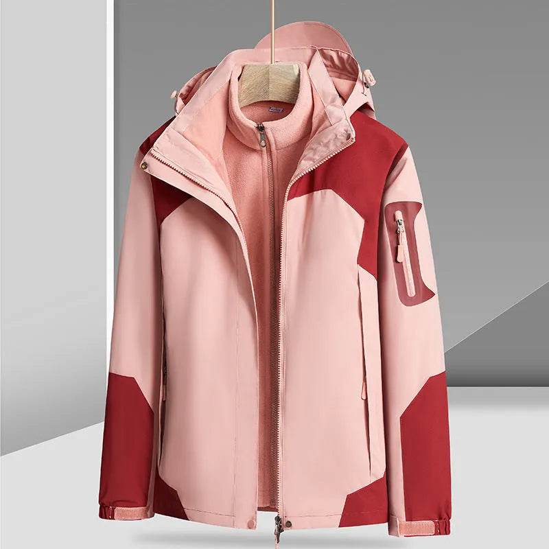 Three-in-one Removable Liner With Velvet Thickening Windproof Waterproof Jacket - www.Shopthatapp.com