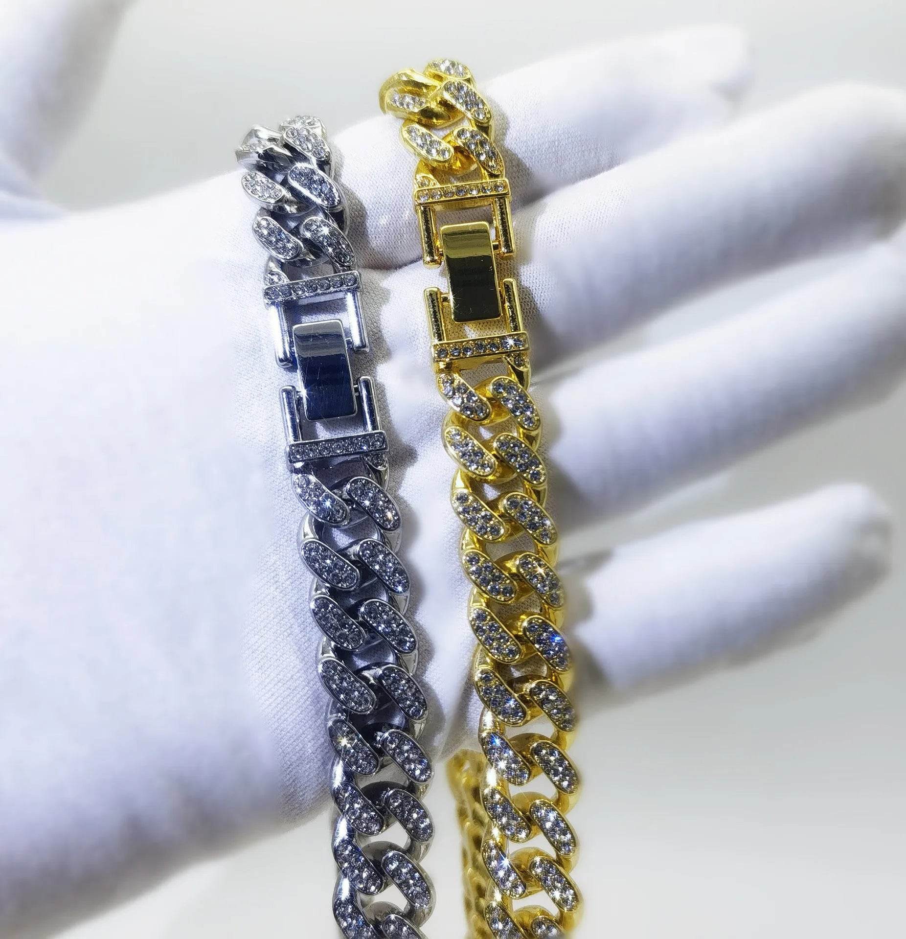 Flat Cuban Link Chain Diamond Bracelet - www.Shopthatapp.com