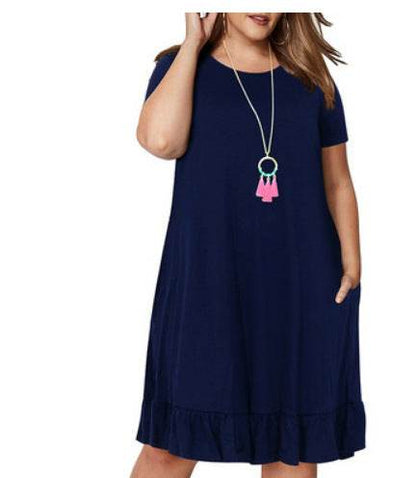 Plus Size Summer Dresses Round neck Short Sleeve Mini dress