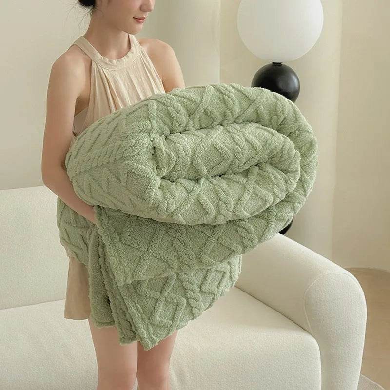 Single-layer Double-sided Tower Velvet Sofa Cover Soft Winter Blanket - www.Shopthatapp.com