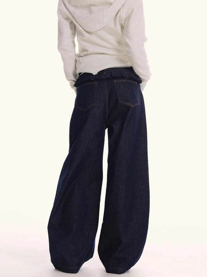 Loose Waist Stitching Small Skirt Baggy Jeans Pant For Men And Women - www.Shopthatapp.com