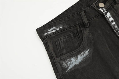 Punk Waste Soil Distressed Men Denim jeans pant Straight-leg Trousers - www.Shopthatapp.com