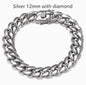 Men's Cuban Link Chain Titanium Steel Silver Bracelet - www.Shopthatapp.com
