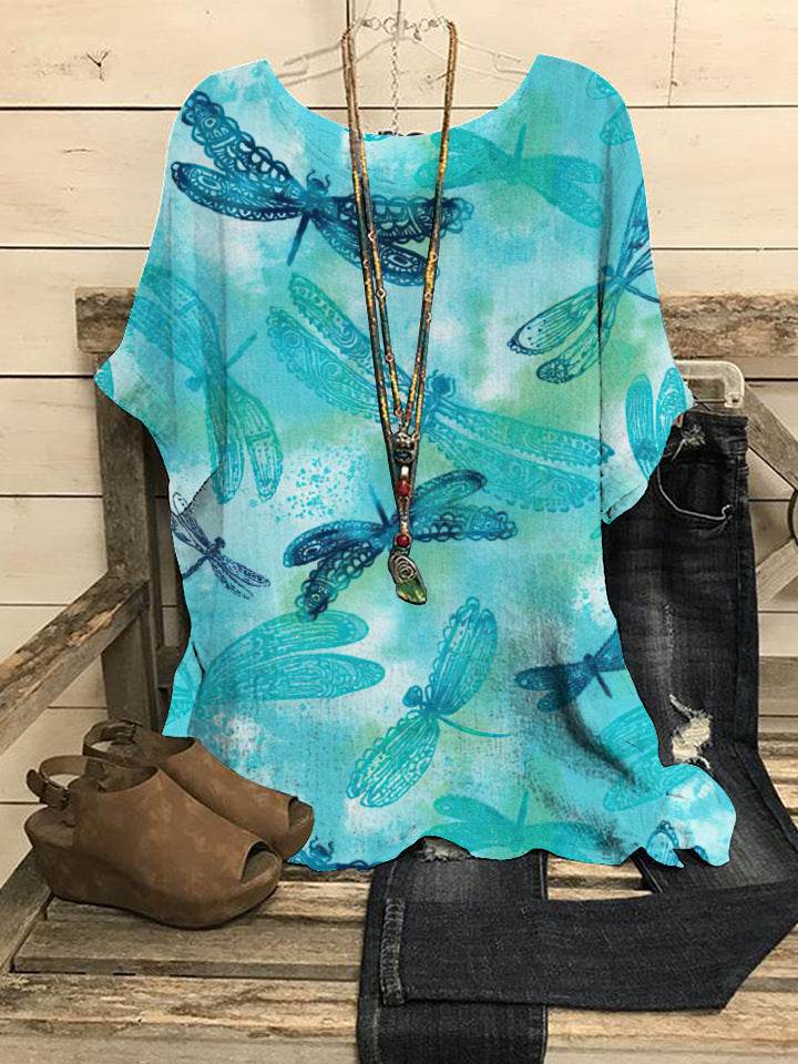 Summer Loose blouse Round Neck Short Sleeve Cotton And Linen Top For Women - www.Shopthatapp.com