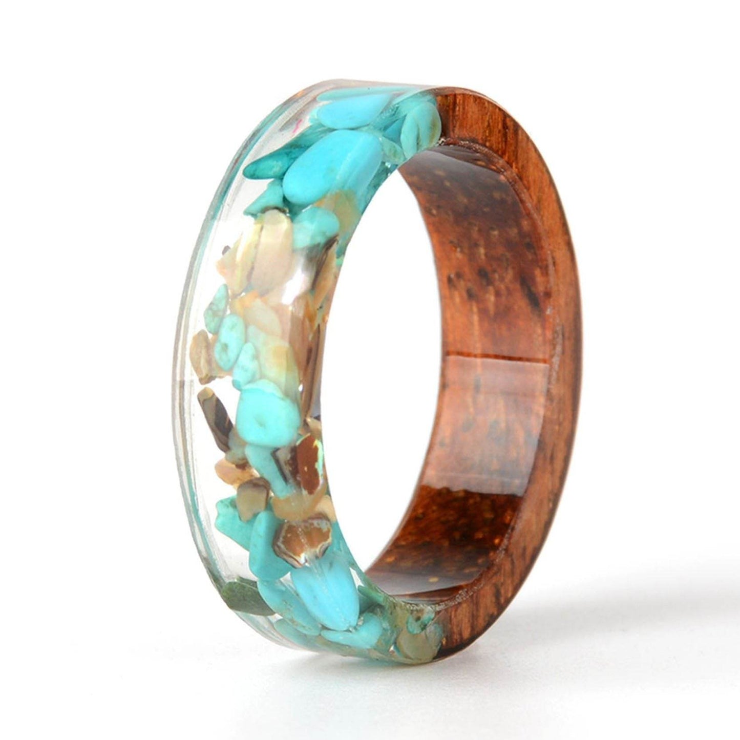 Handmade DIY romantic dry flower Real wood resin ring gold / silver paper inside ring women wedding party ring gifts for the lover - www.Shopthatapp.com