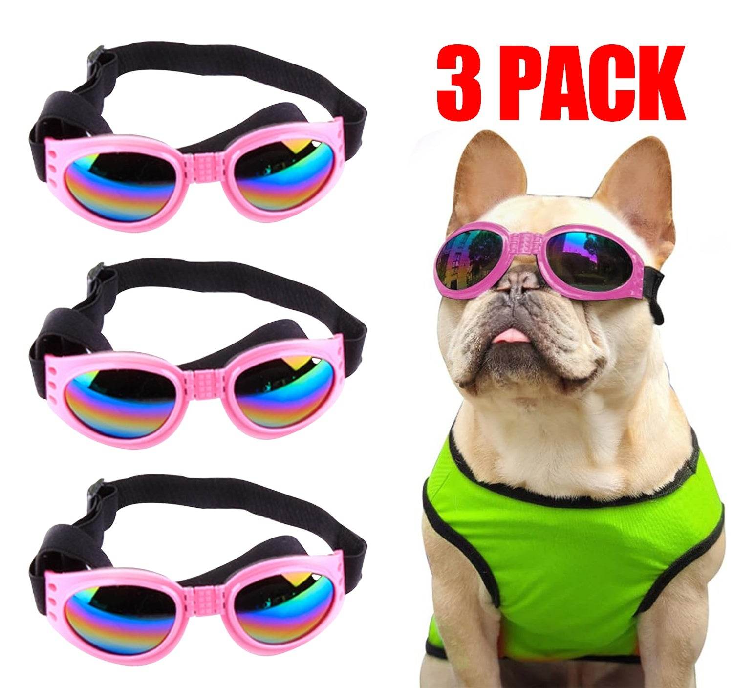 Pet Sunglasses Dog Cat Windproof Glasses Accessories Goggles Small Medium Dog Sun Visor Eye Wear Glasses UV Dust Fog Protection With Adjustable Strap - www.Shopthatapp.com