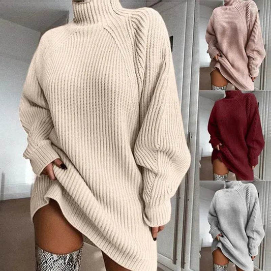 Winter Solid Mini Jumper Dress Turtleneck Sweater Dress - www.Shopthatapp.com