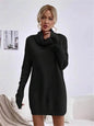Autumn Winter Solid Cashmere  Loose  Mini Turtleneck sweater Dress - www.Shopthatapp.com