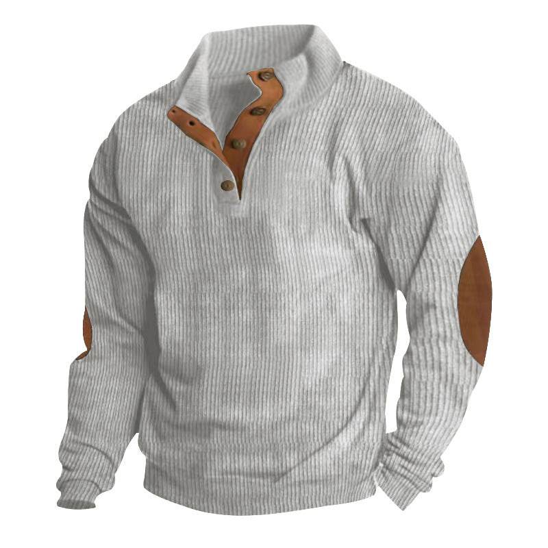 Corduroy Casual Stand Collar Long-sleeved Sweater men - www.Shopthatapp.com