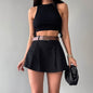 Women's Fashion Solid Color High Waist Mini Skort - www.Shopthatapp.com