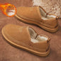 V-cut Fleece Snow Boots Winter Warm Round-toed Suede Ankle Boot Fashion Simple Non-slip Flat Cotton Shoes For Men - www.Shopthatapp.com