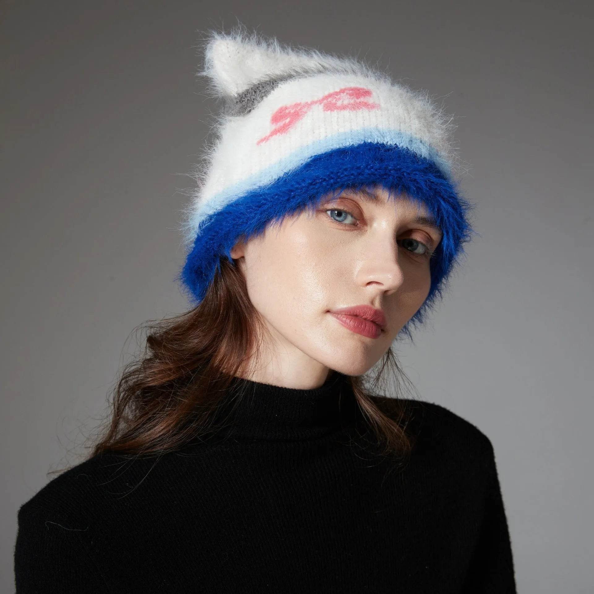Cute Cat Ears Knitted Hat Earflaps Slipover Woolen Cap Beanies - www.Shopthatapp.com