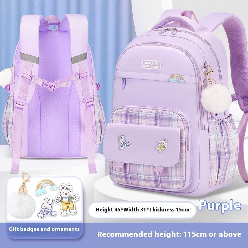 Primary School Student Schoolbag Girls' Plaid Backpack - www.Shopthatapp.com