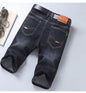 Jeans Shorts Men Elastic Straight Denim Mid Waist Loose Shorts - www.Shopthatapp.com