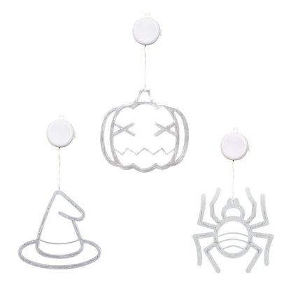 Set Of 3 Pack Halloween Window Light Spider Witch Hat Pumpkin With Orange Light Hanging Halloween Decoration Light With Suction Cup Hanging Holes - www.Shopthatapp.com
